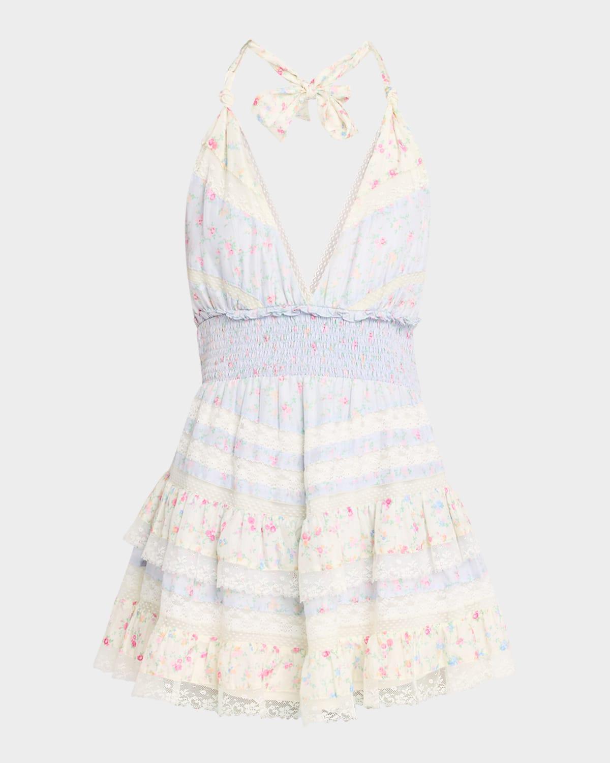 prim halter mini dress