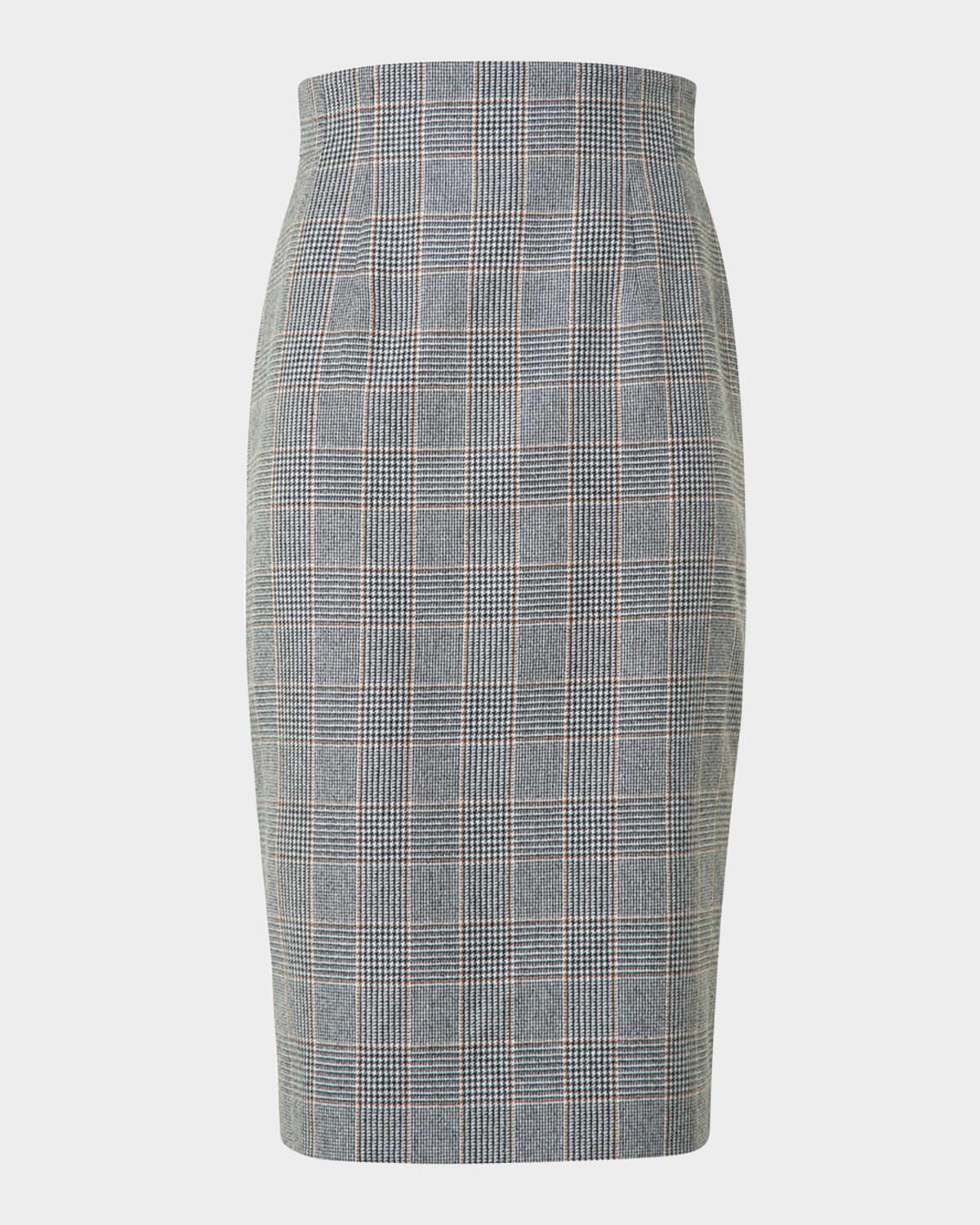 prince of wales cashmere pencil skirt