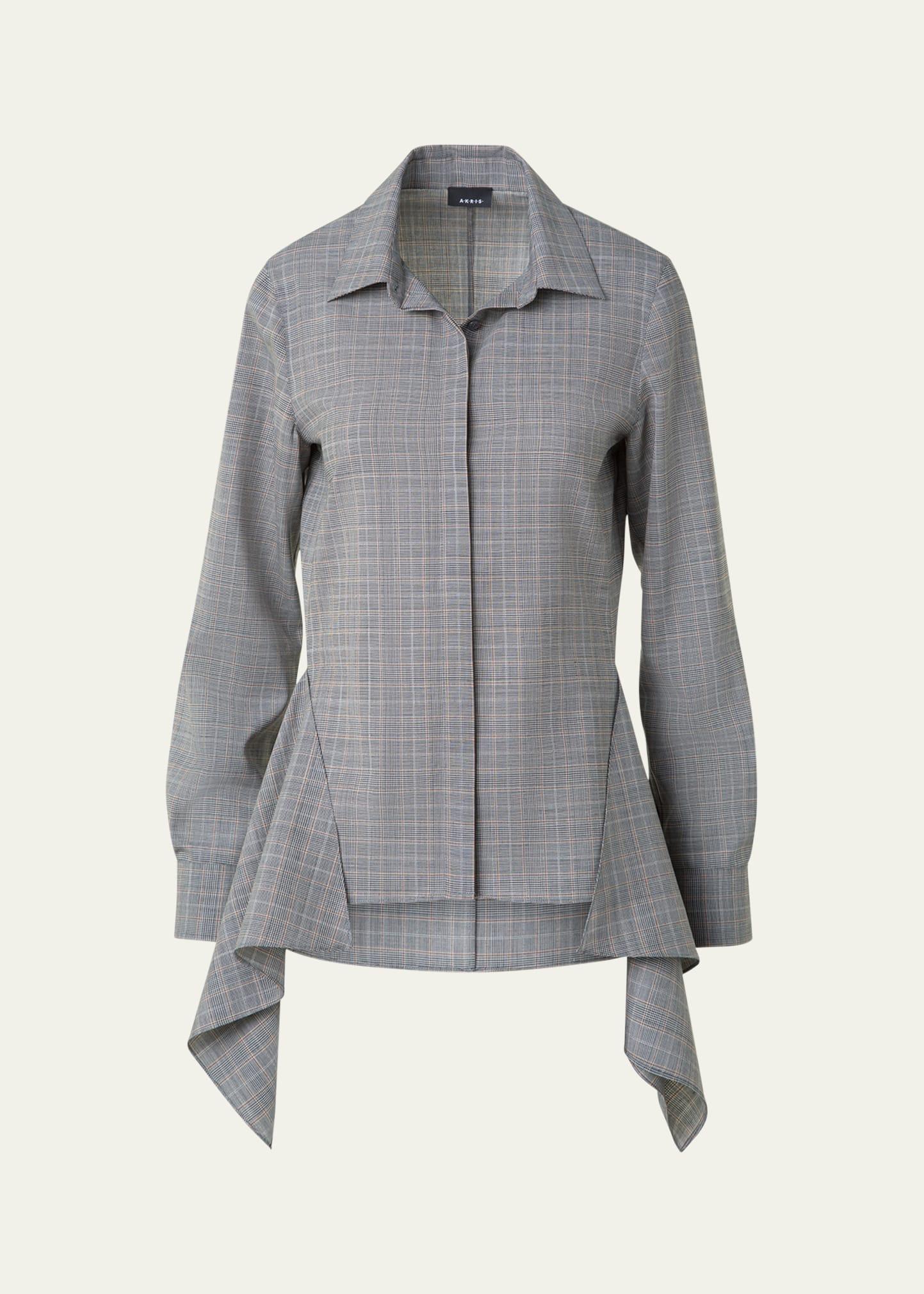 prince of wales check cool wool blouse