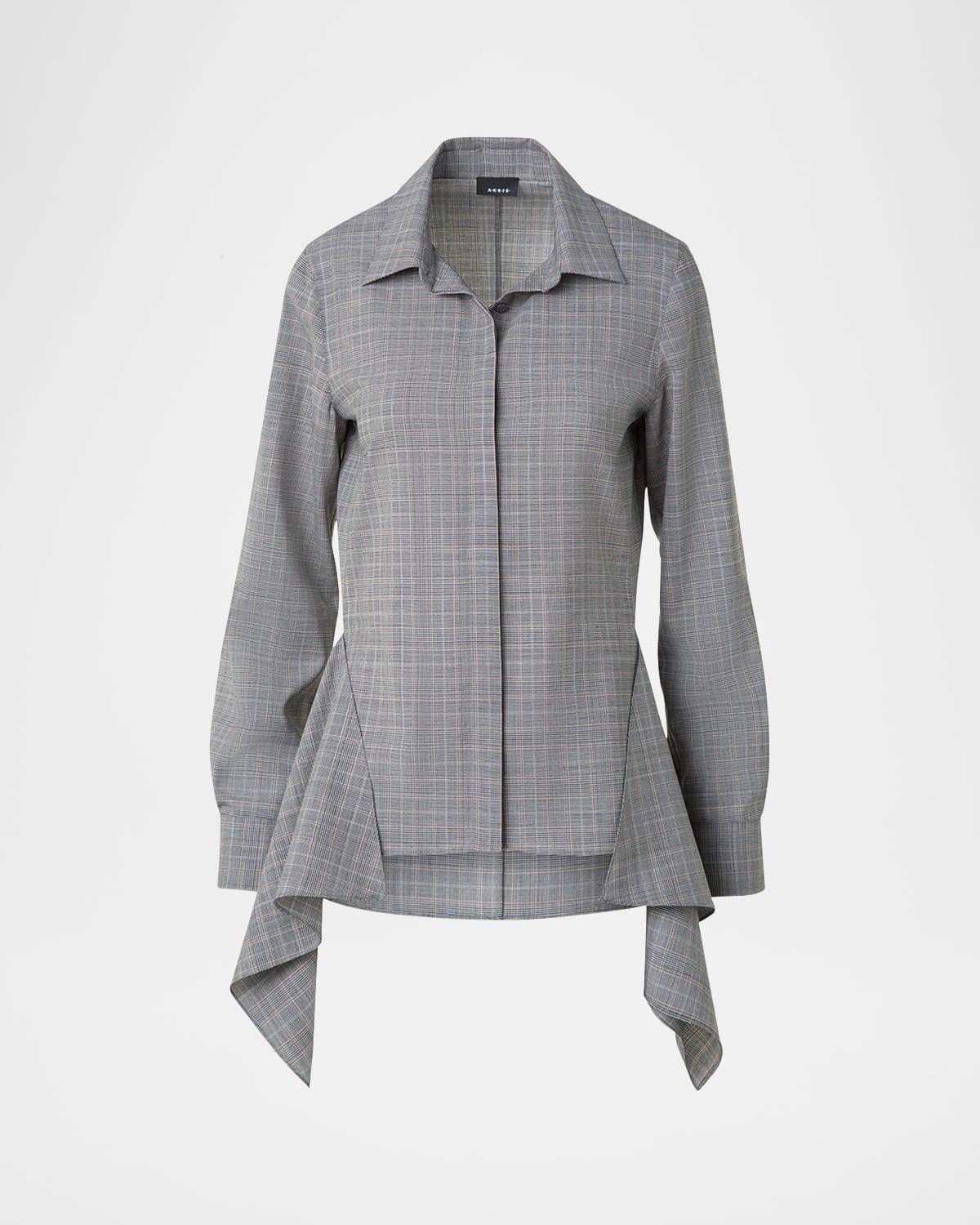 prince of wales check cool wool blouse