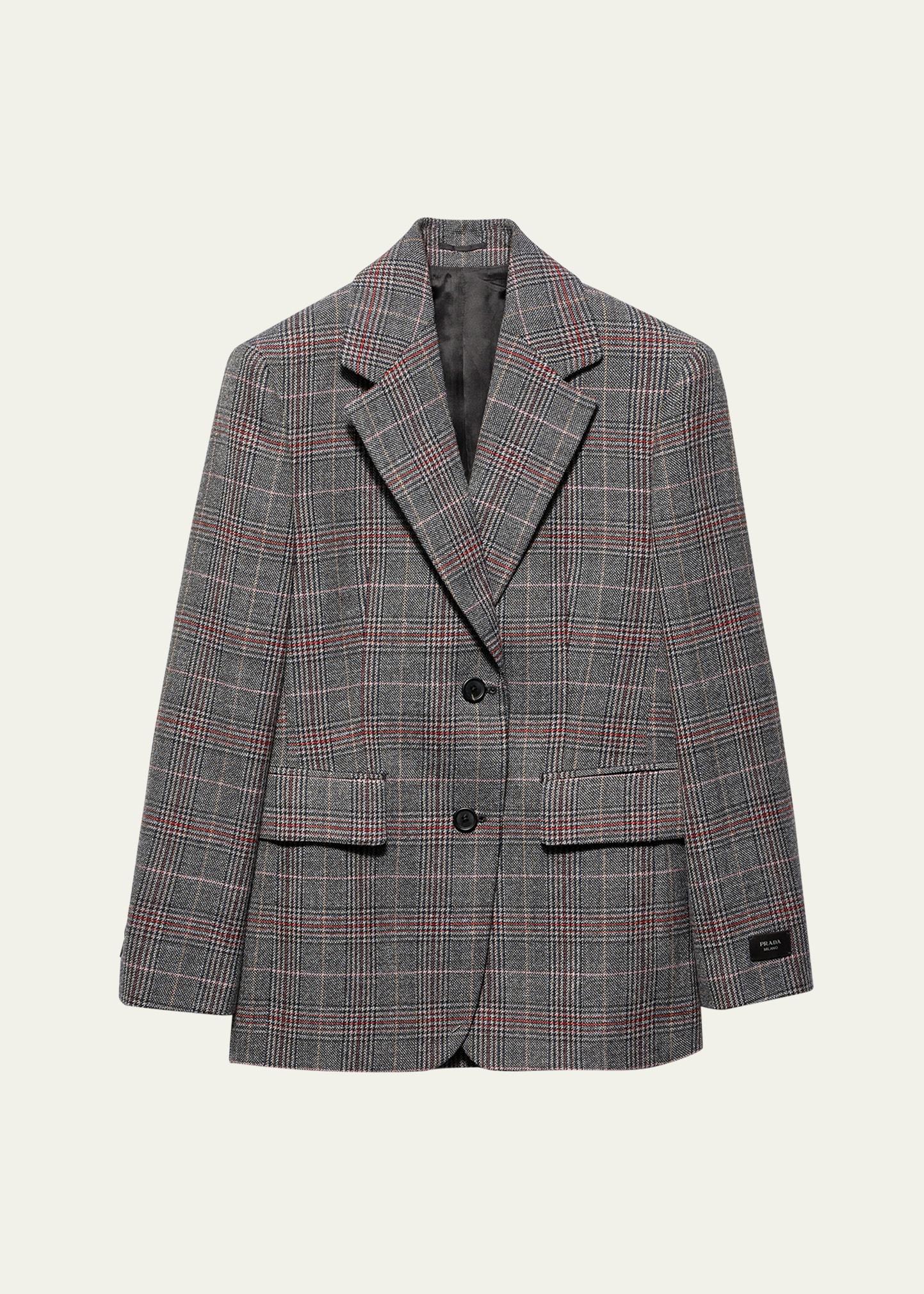 prince of wales wool blazer