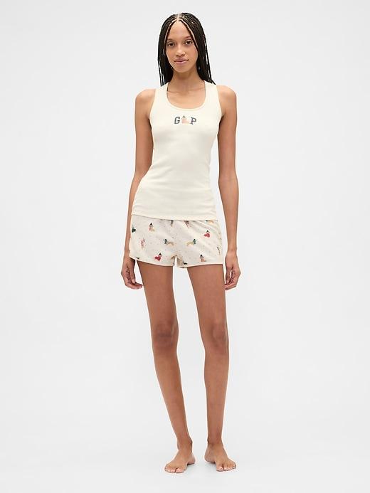 print flannel pj shorts