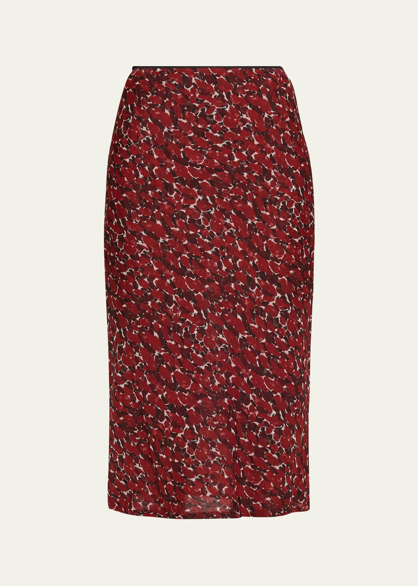 printed cotton-silk midi skirt
