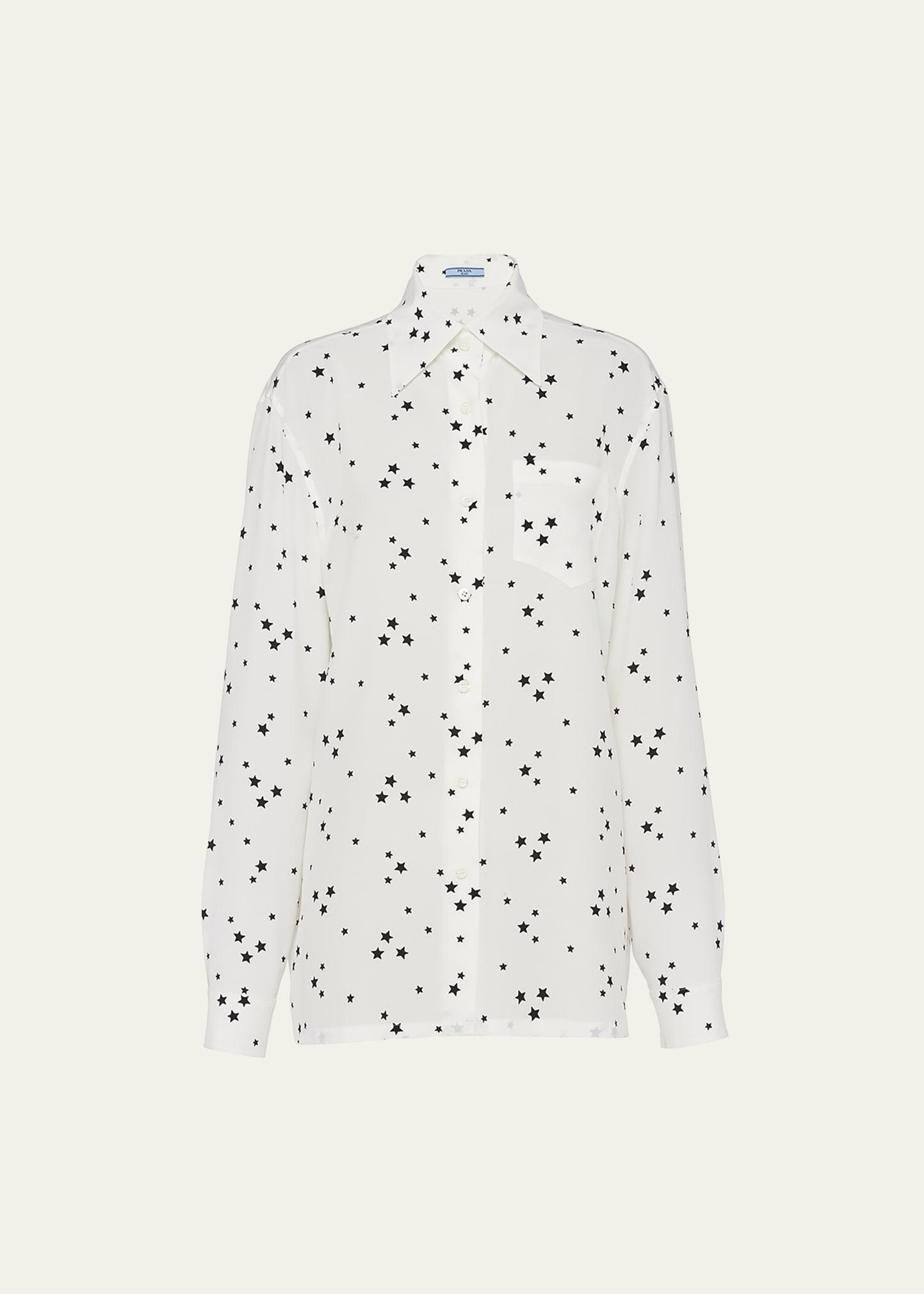 printed crepe de chine blouse