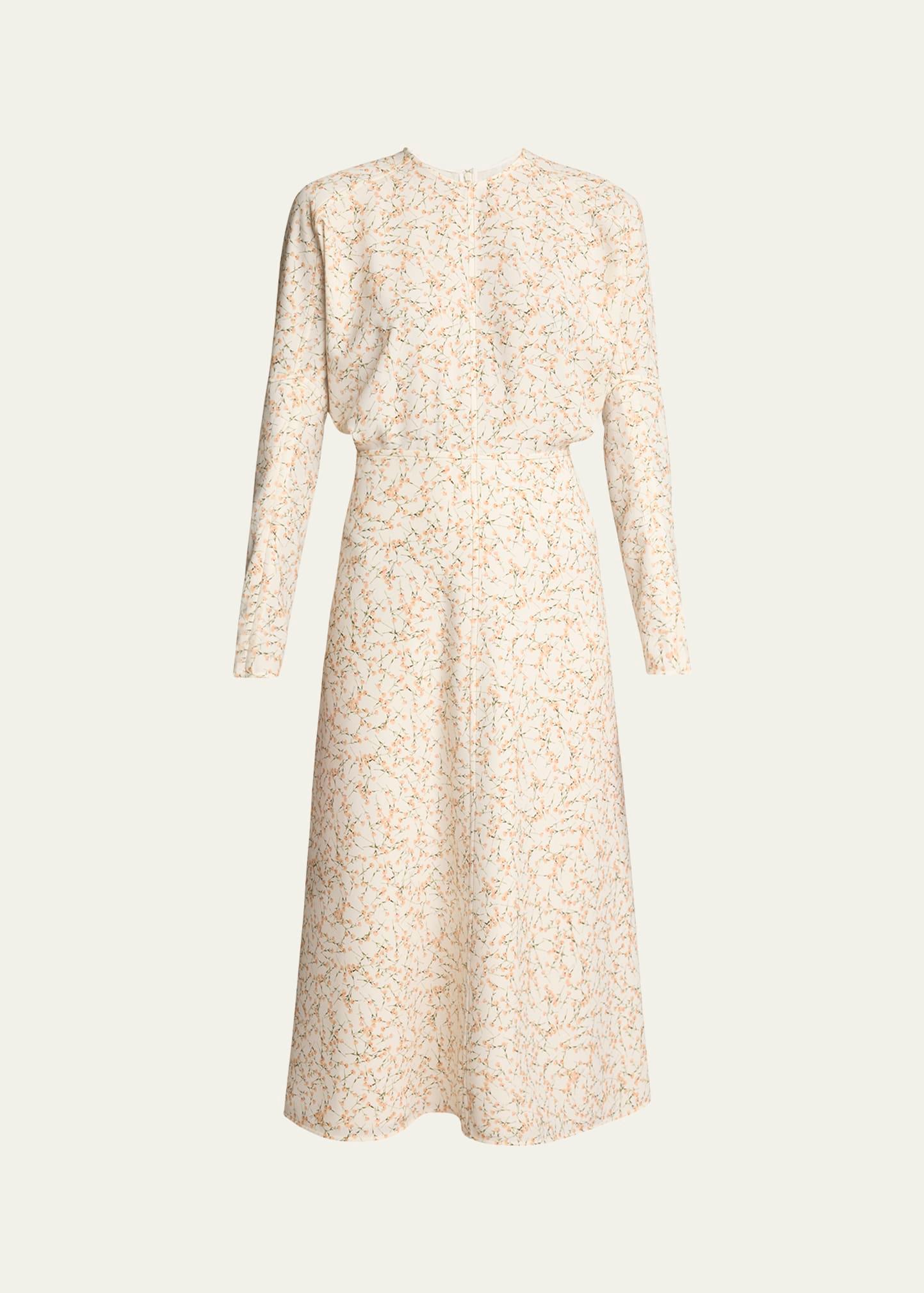 printed dolman-sleeve midi dress