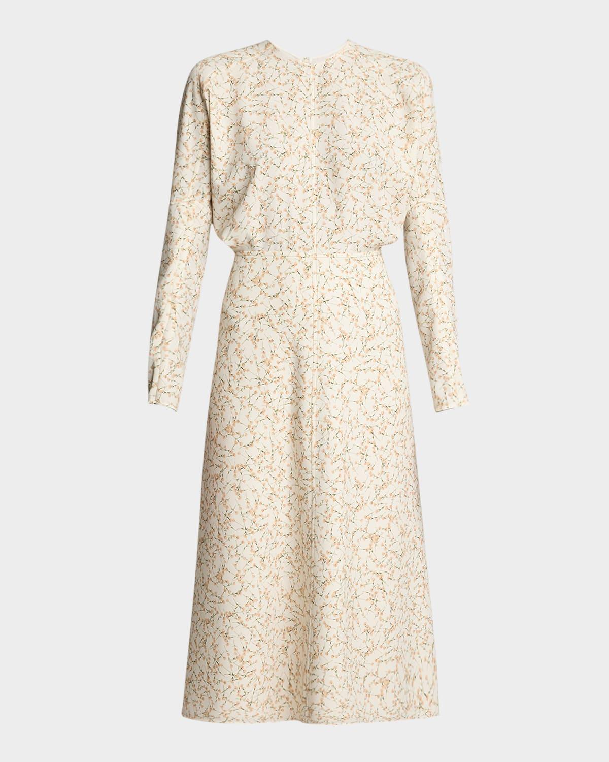 printed dolman-sleeve midi dress