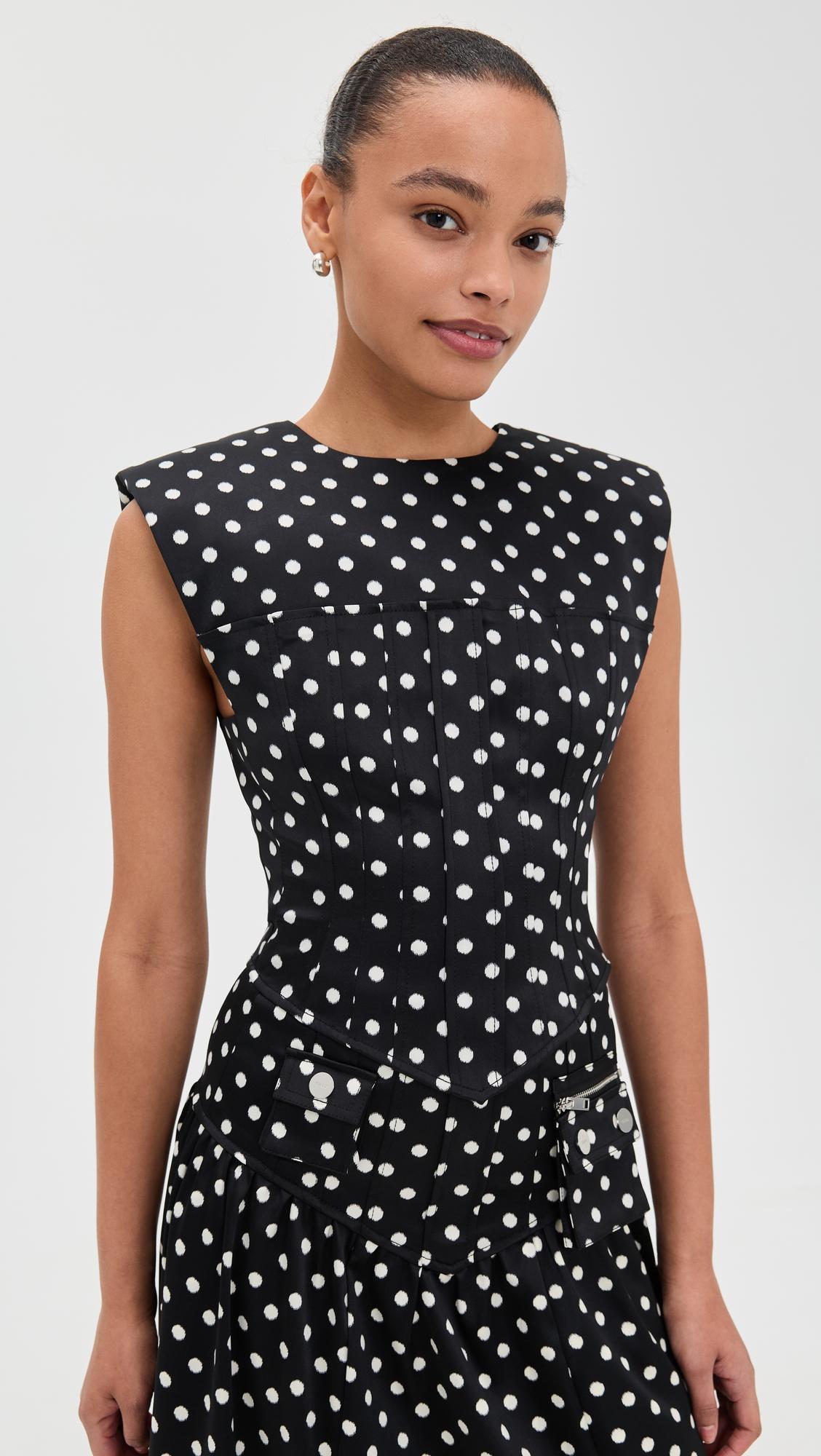 printed double satin corset top