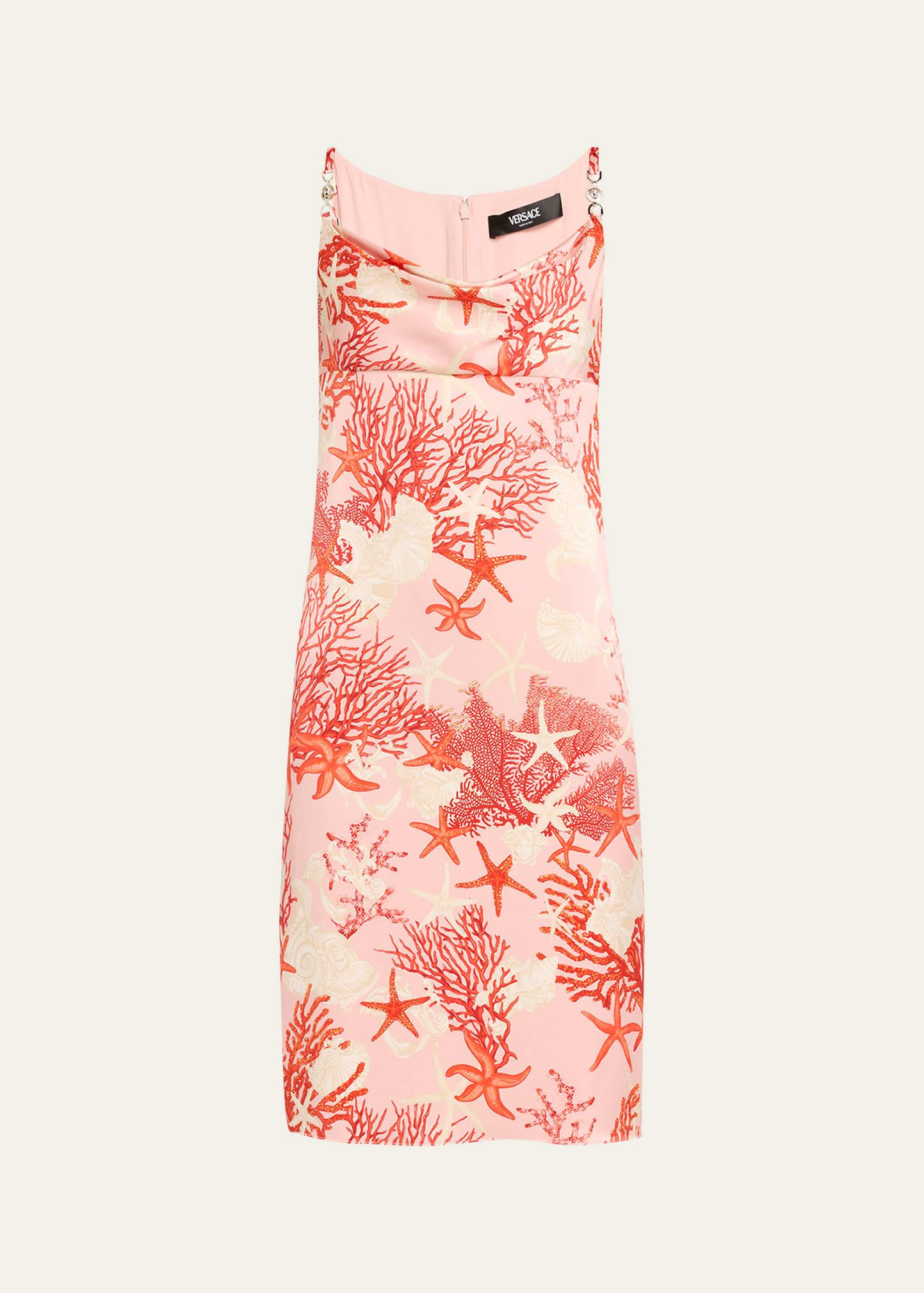 printed double silk satin mini dress