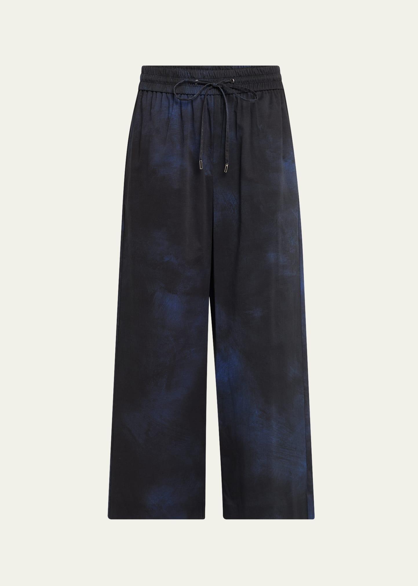 printed drawstring canvas pants