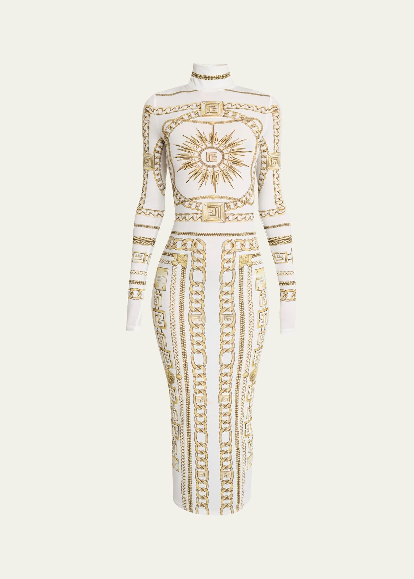 printed foulard body-con dress