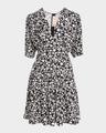 printed gathered mini dress