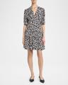 printed gathered mini dress