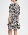 printed gathered mini dress