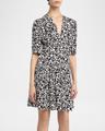 printed gathered mini dress