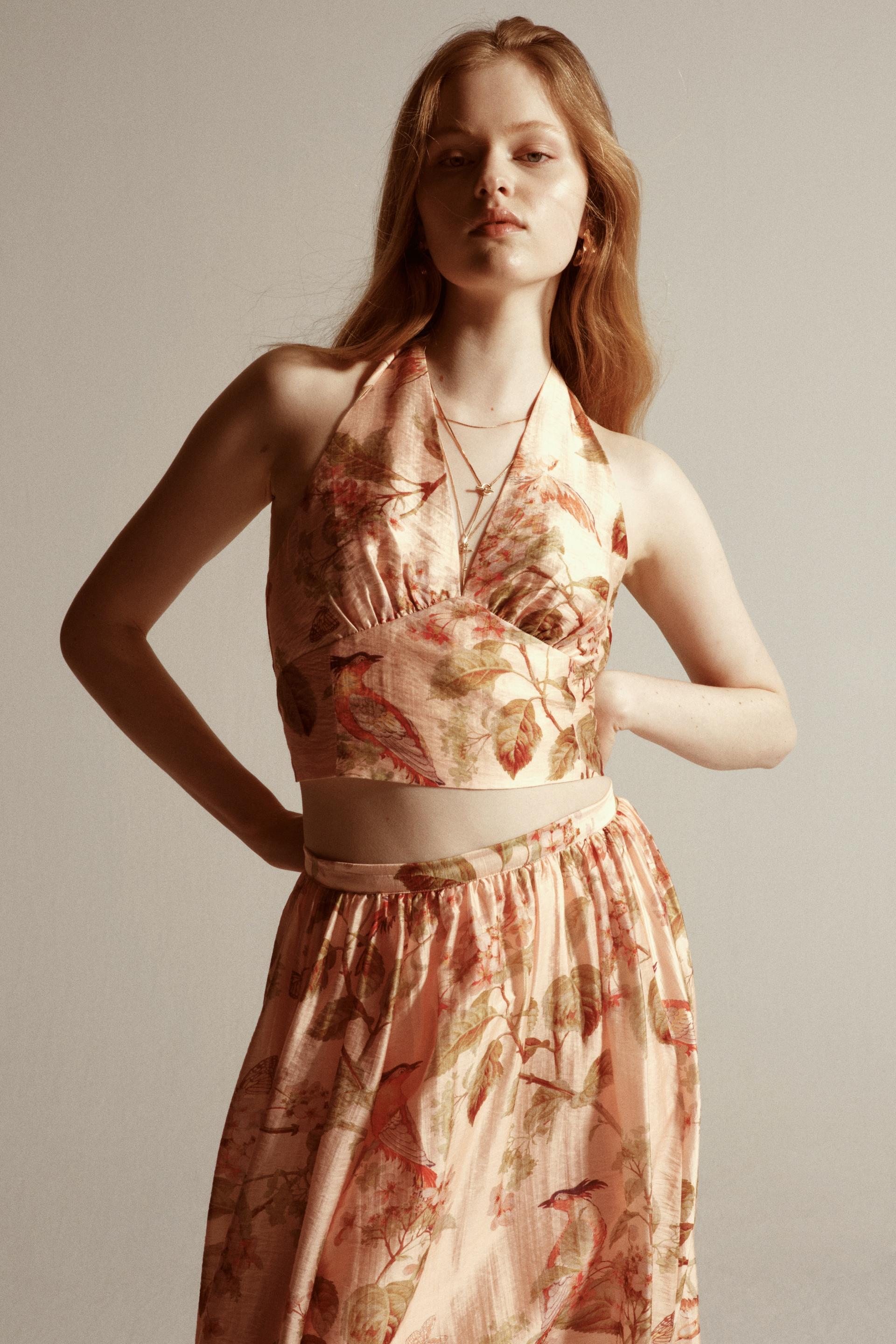 printed halterneck top