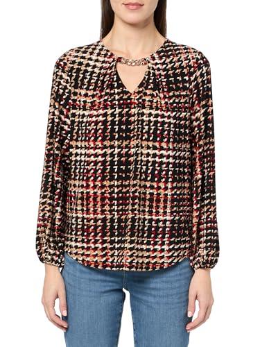 printed ity ls pleat neck blouson top