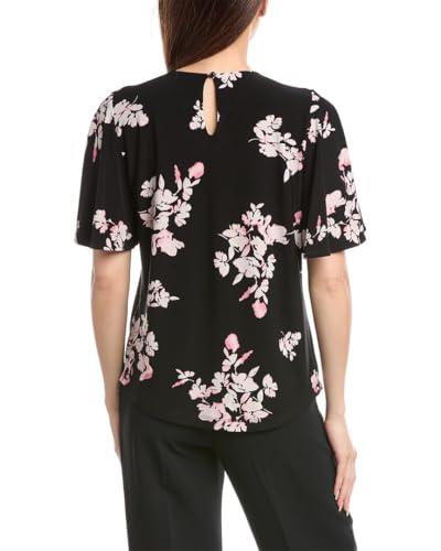 printed ity pleat neck bell slv top