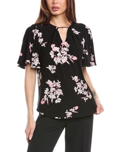 printed ity pleat neck bell slv top