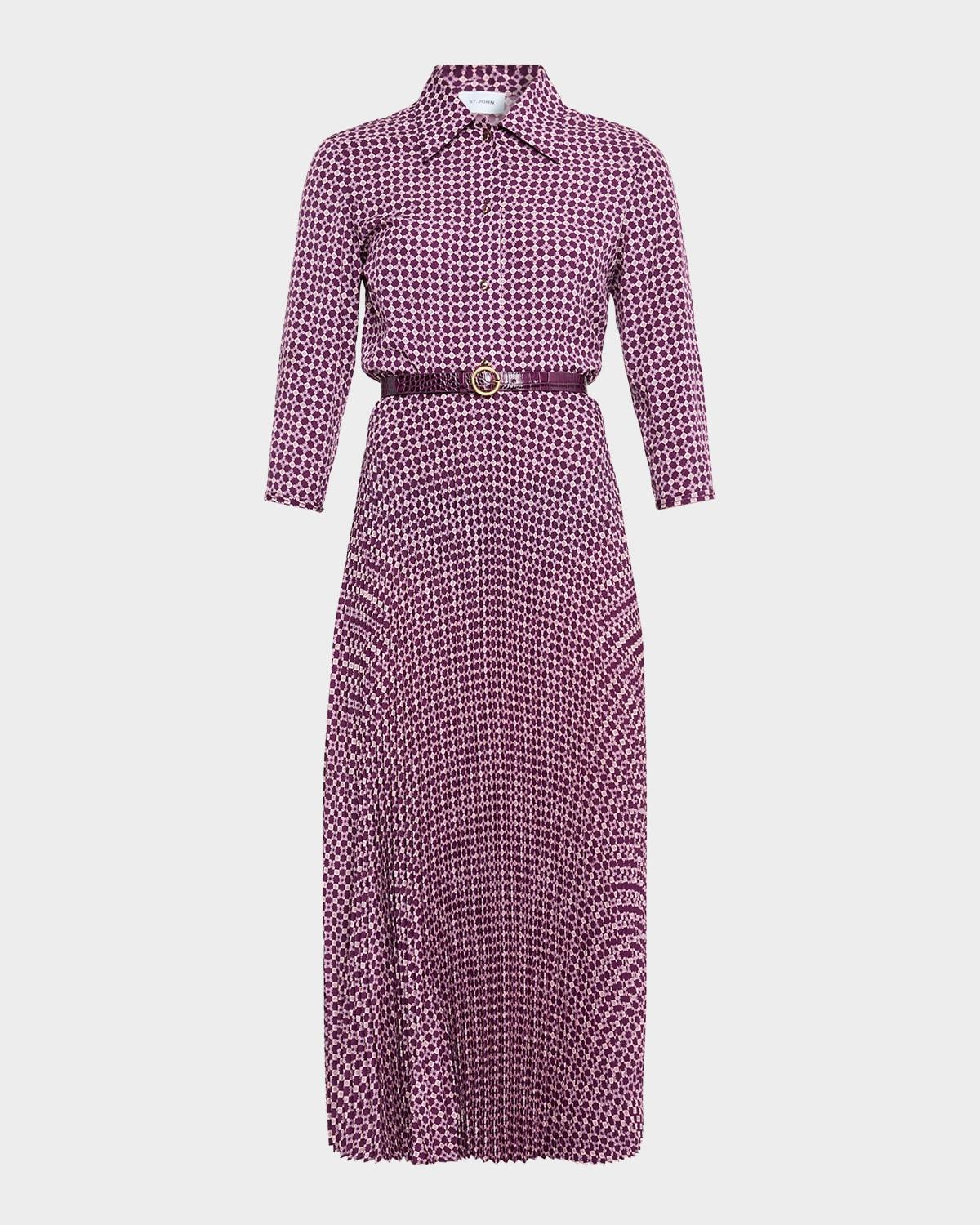 printed long-sleeve shirtdress