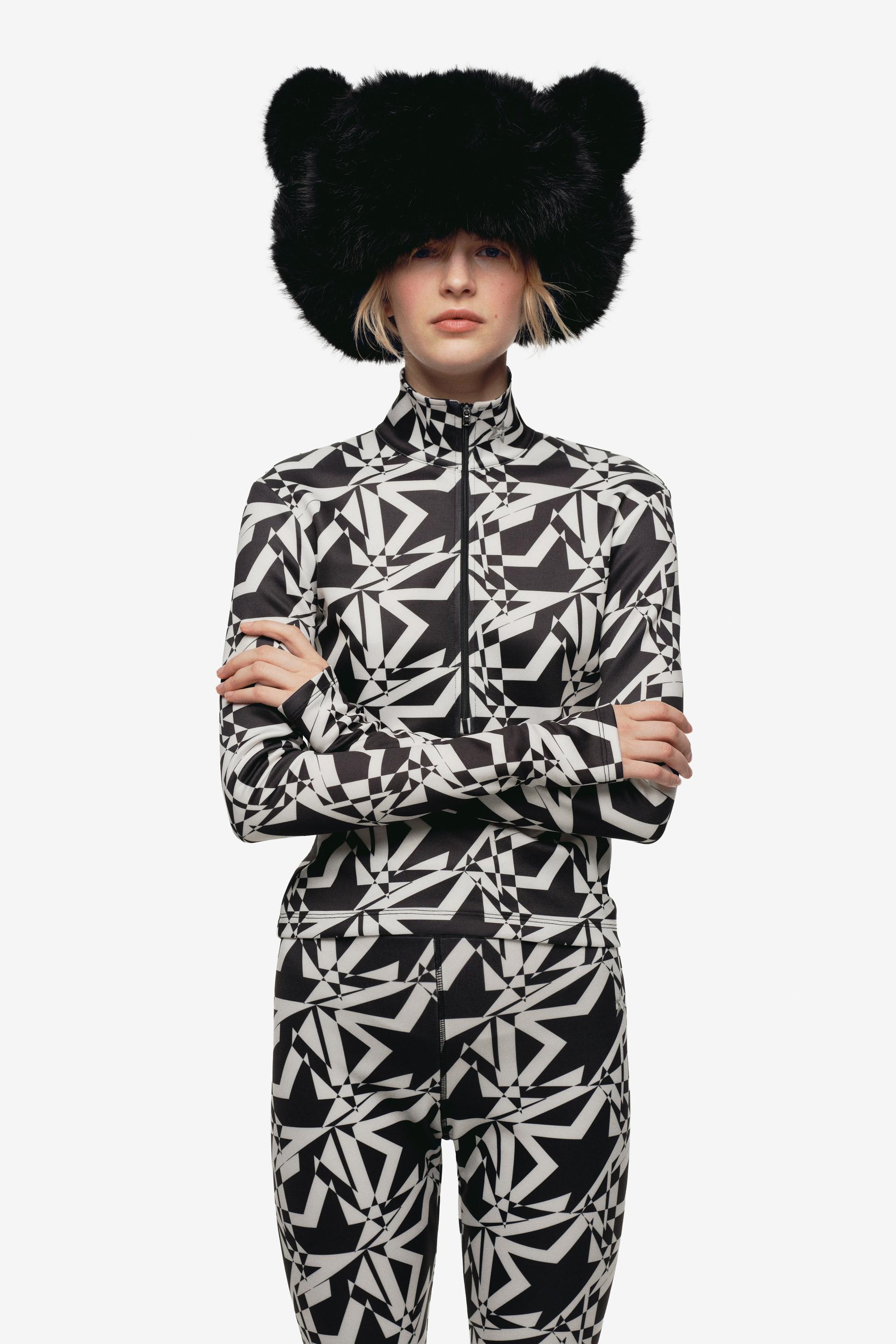 printed mock turtleneck top