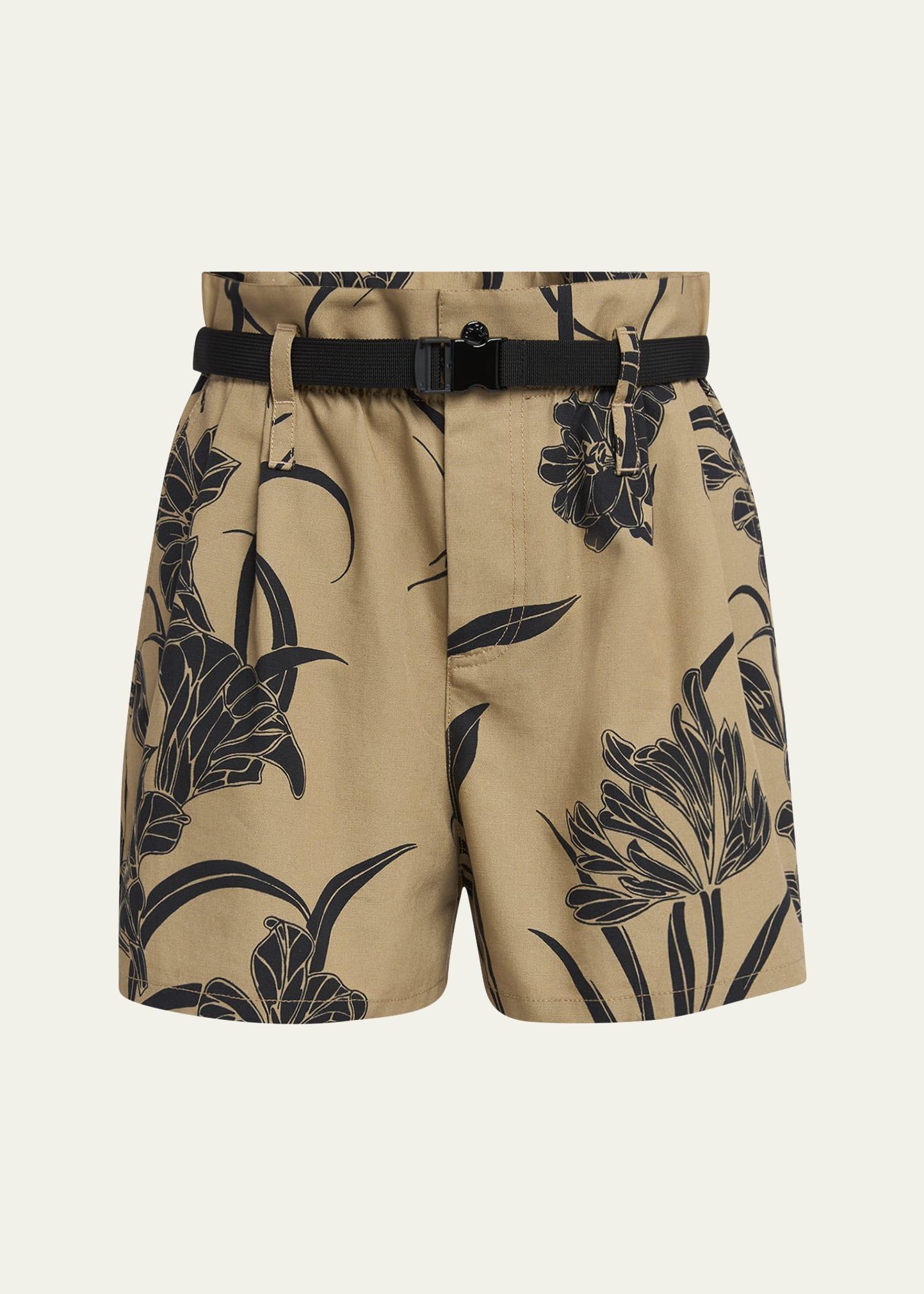 printed paper bag shorts with belt
