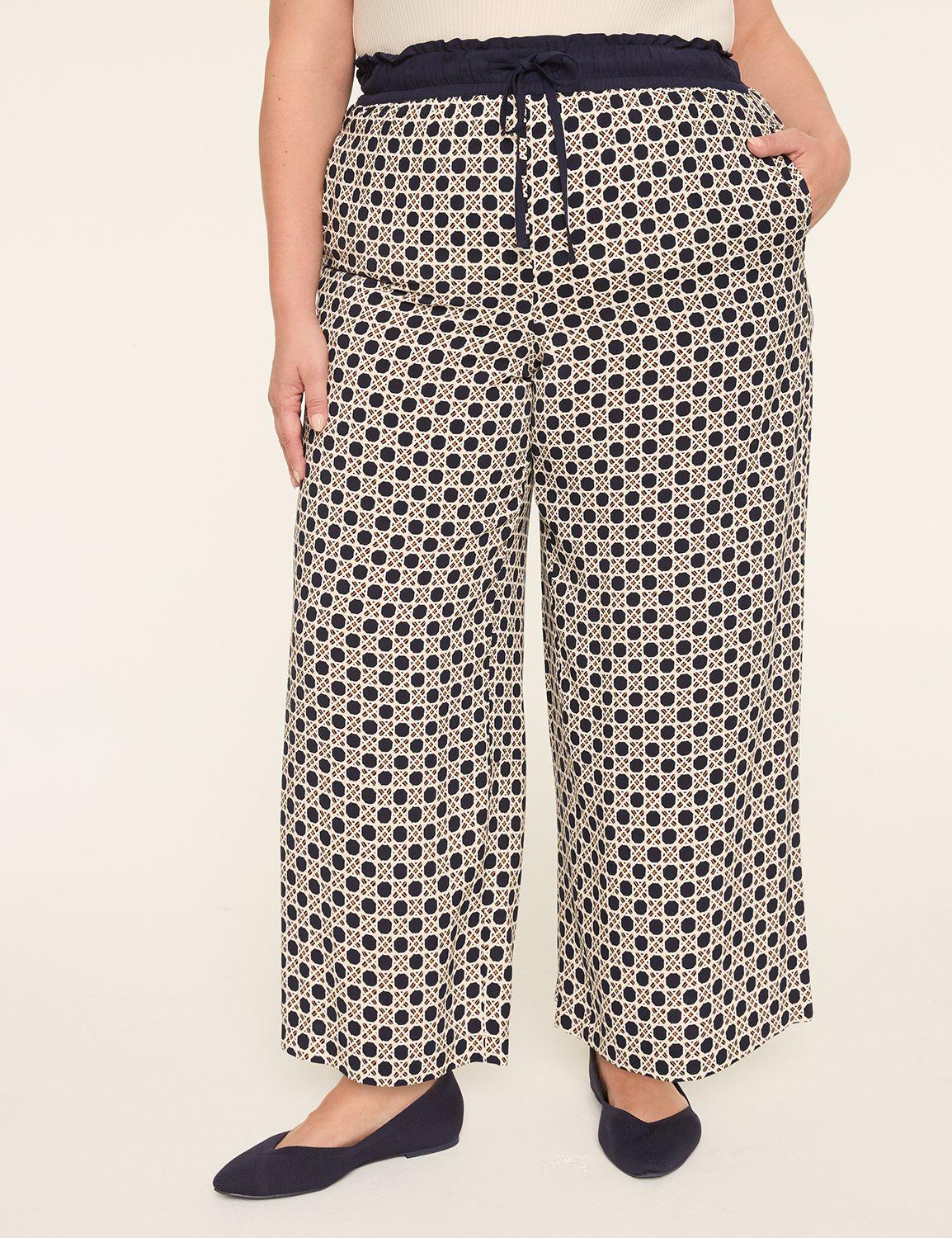 printed paperbag waist wide leg pant