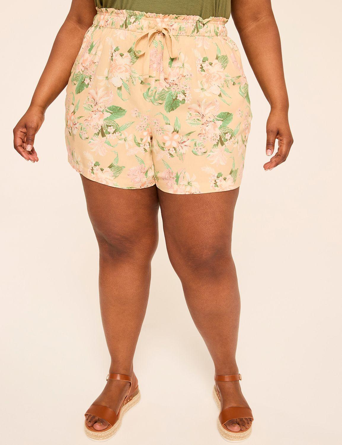printed pull-on flowy short