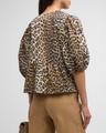printed self-tie peplum blouse