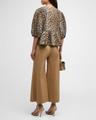 printed self-tie peplum blouse