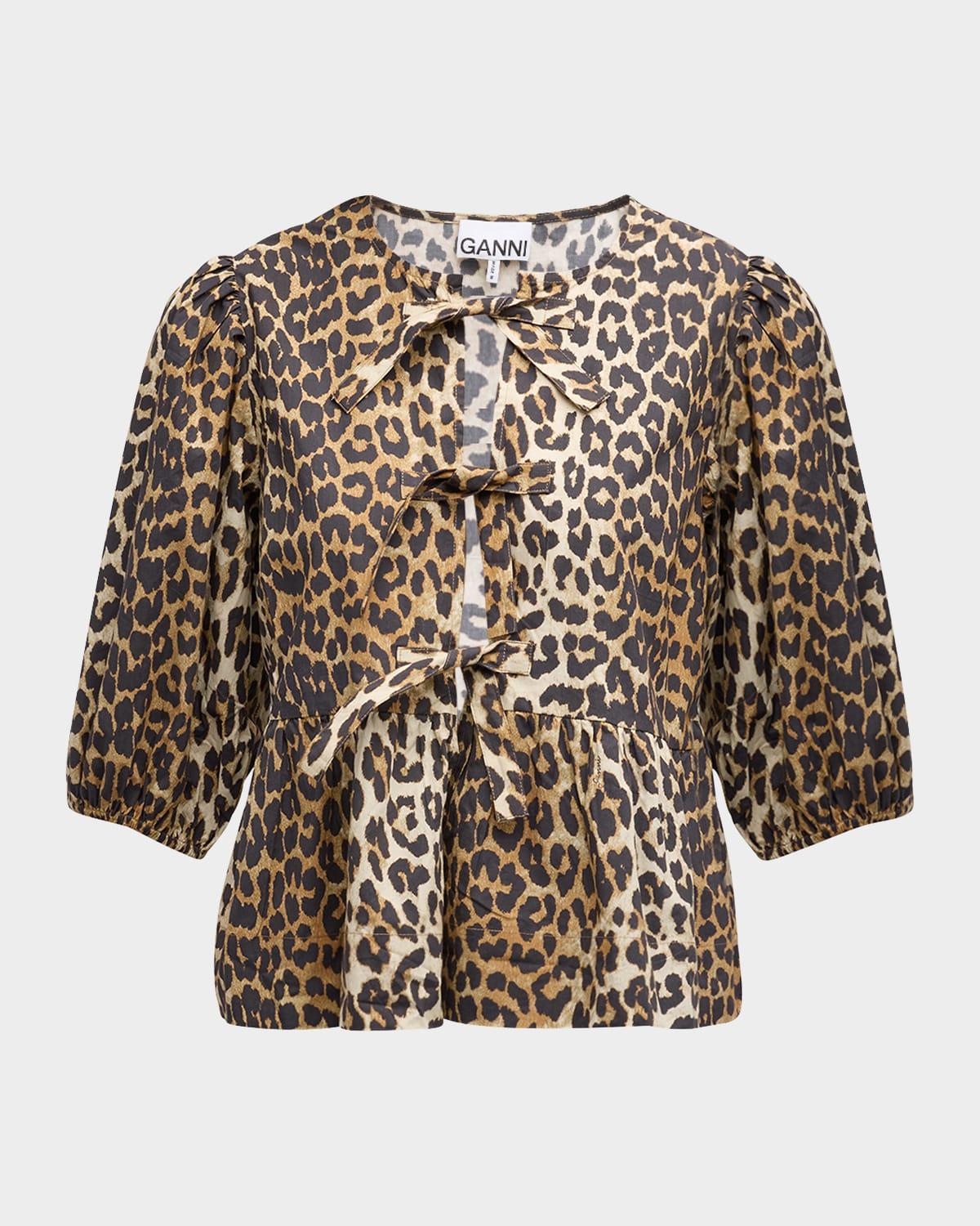 printed self-tie peplum blouse