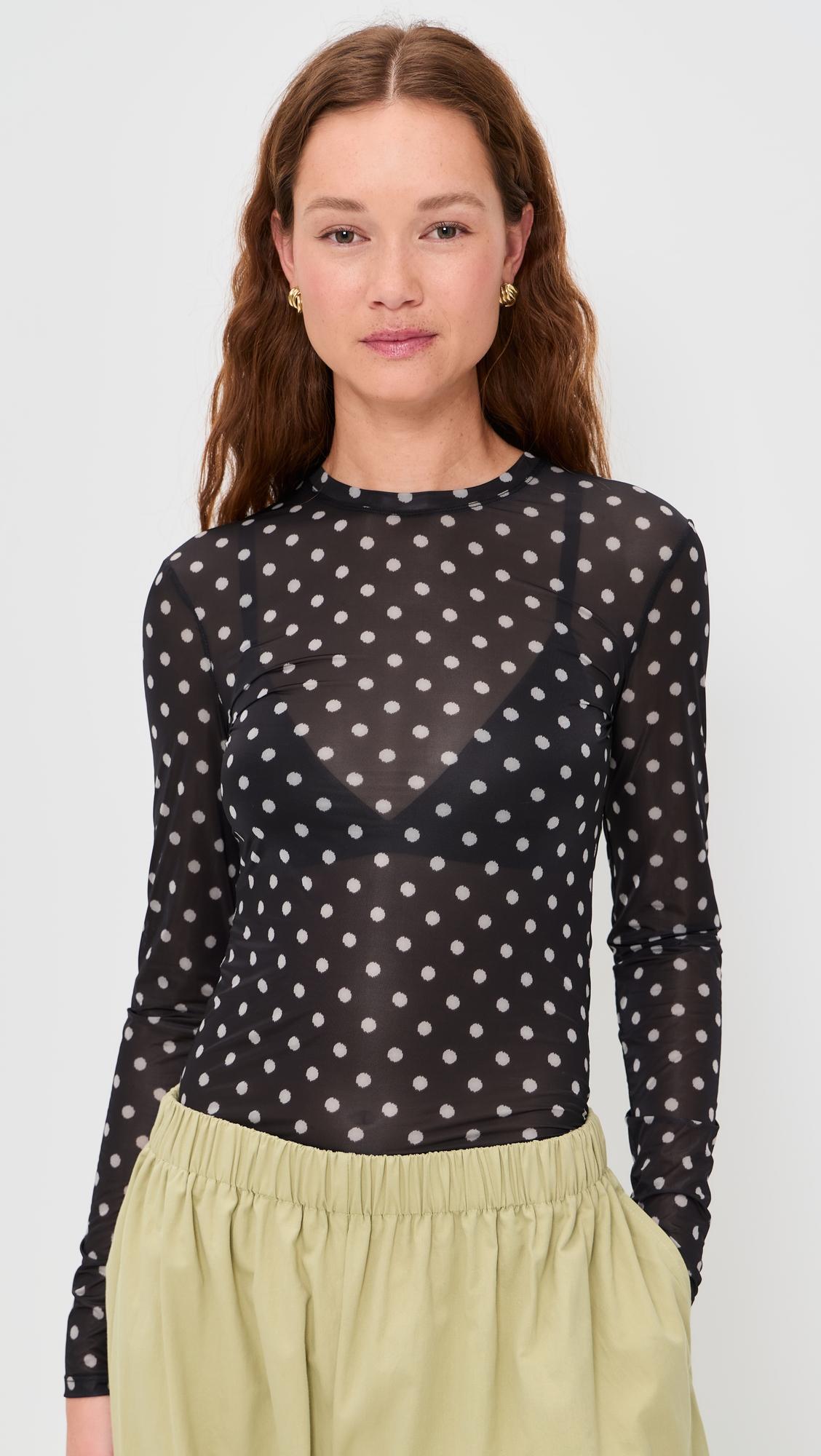 printed sheer jersey long sleeve