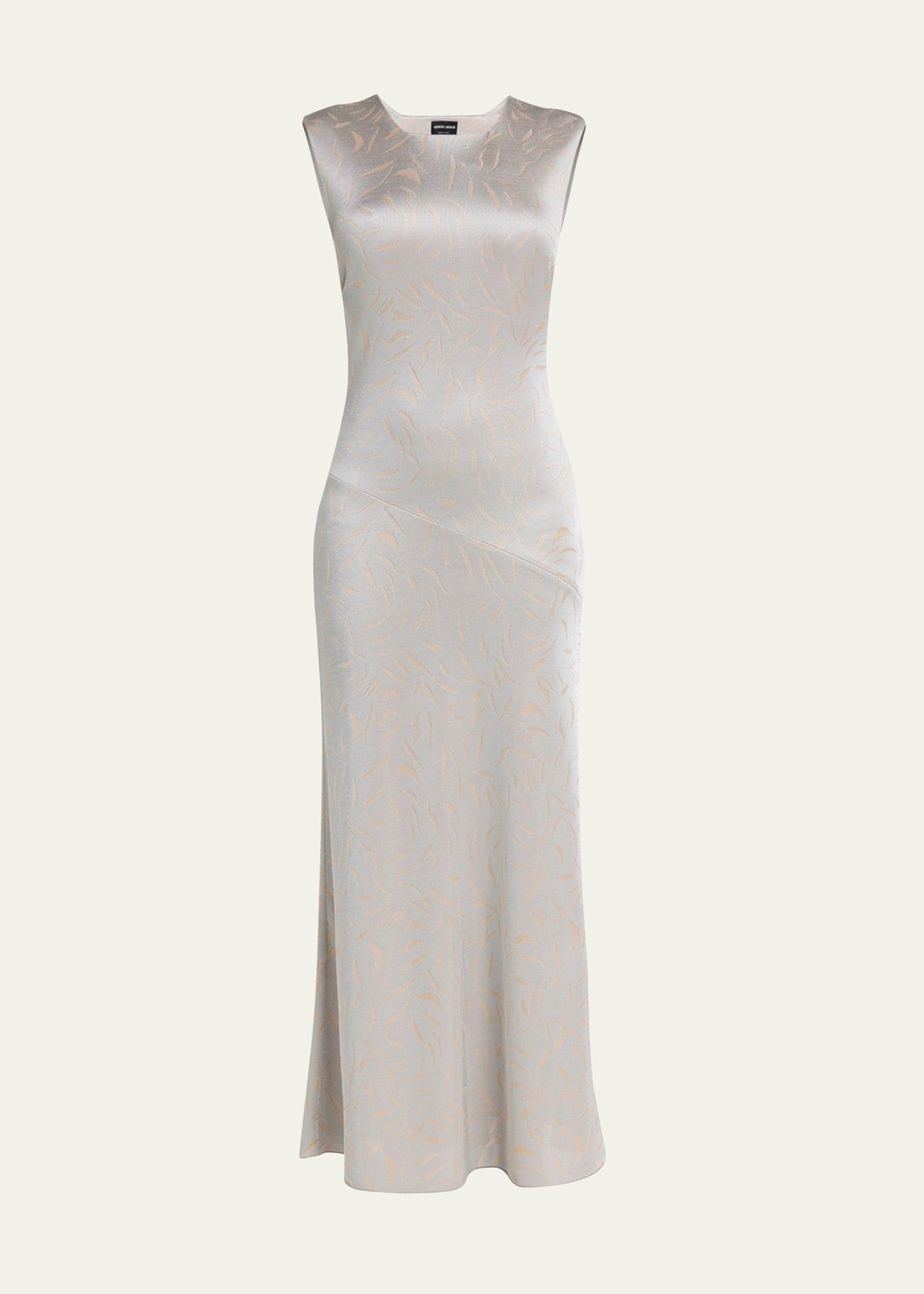 printed shiny viscose jacquard maxi dress