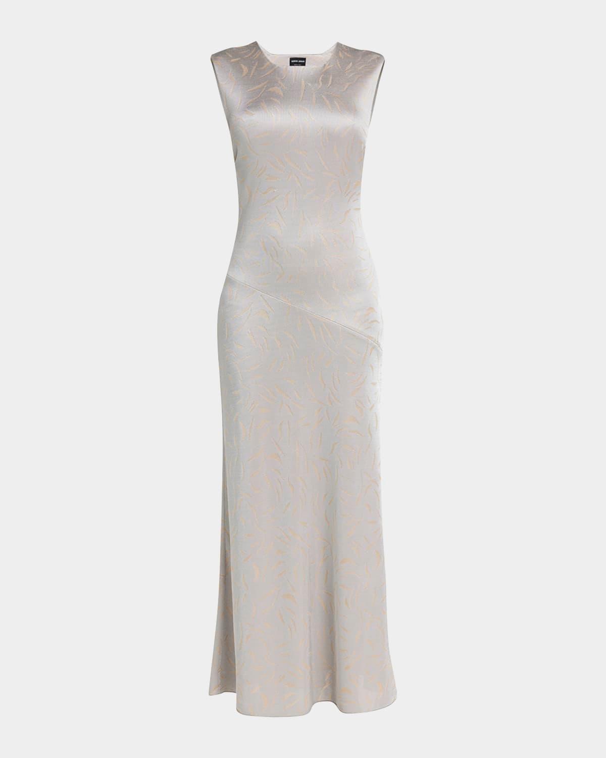 printed shiny viscose jacquard maxi dress