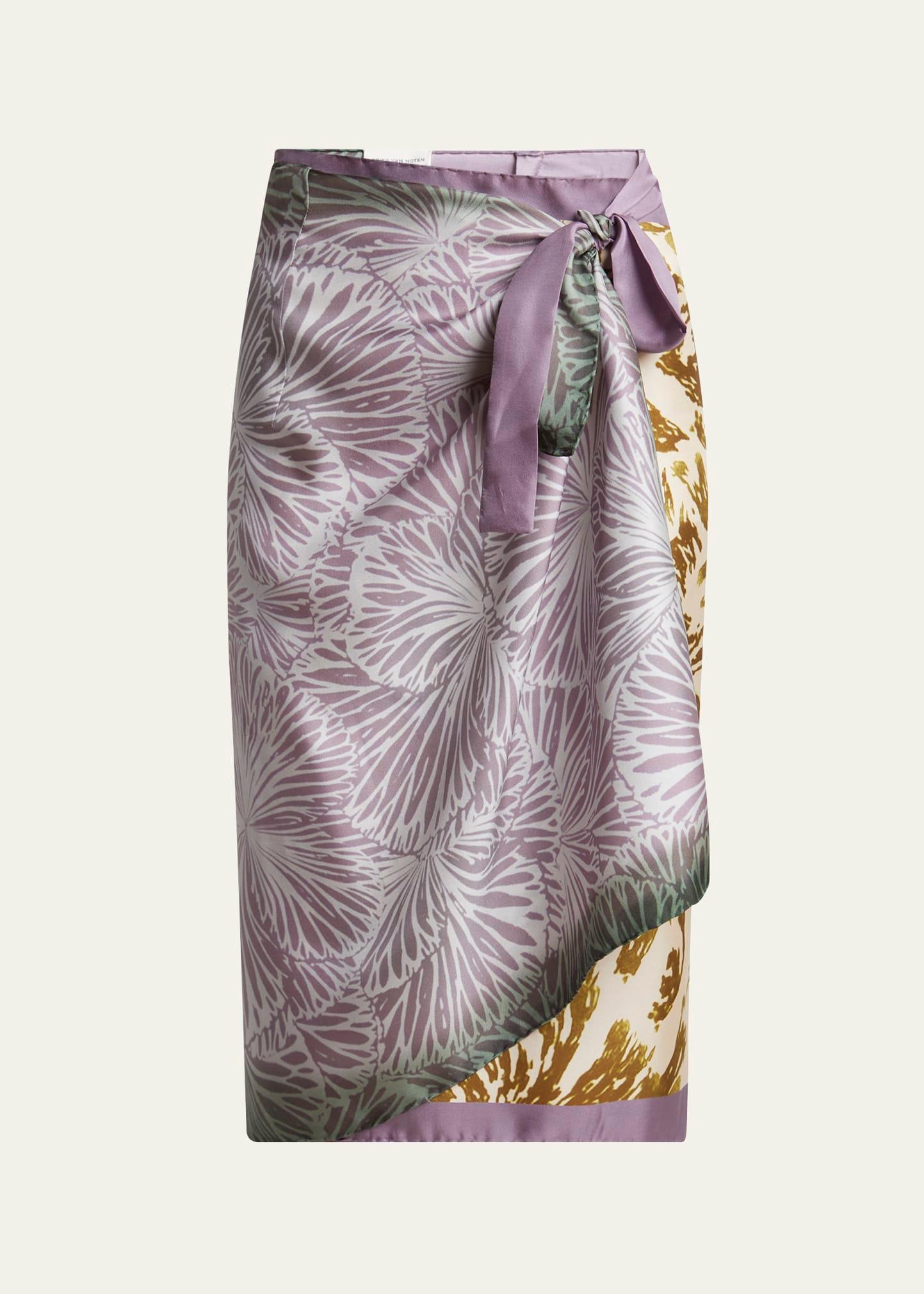printed silk wrap skirt