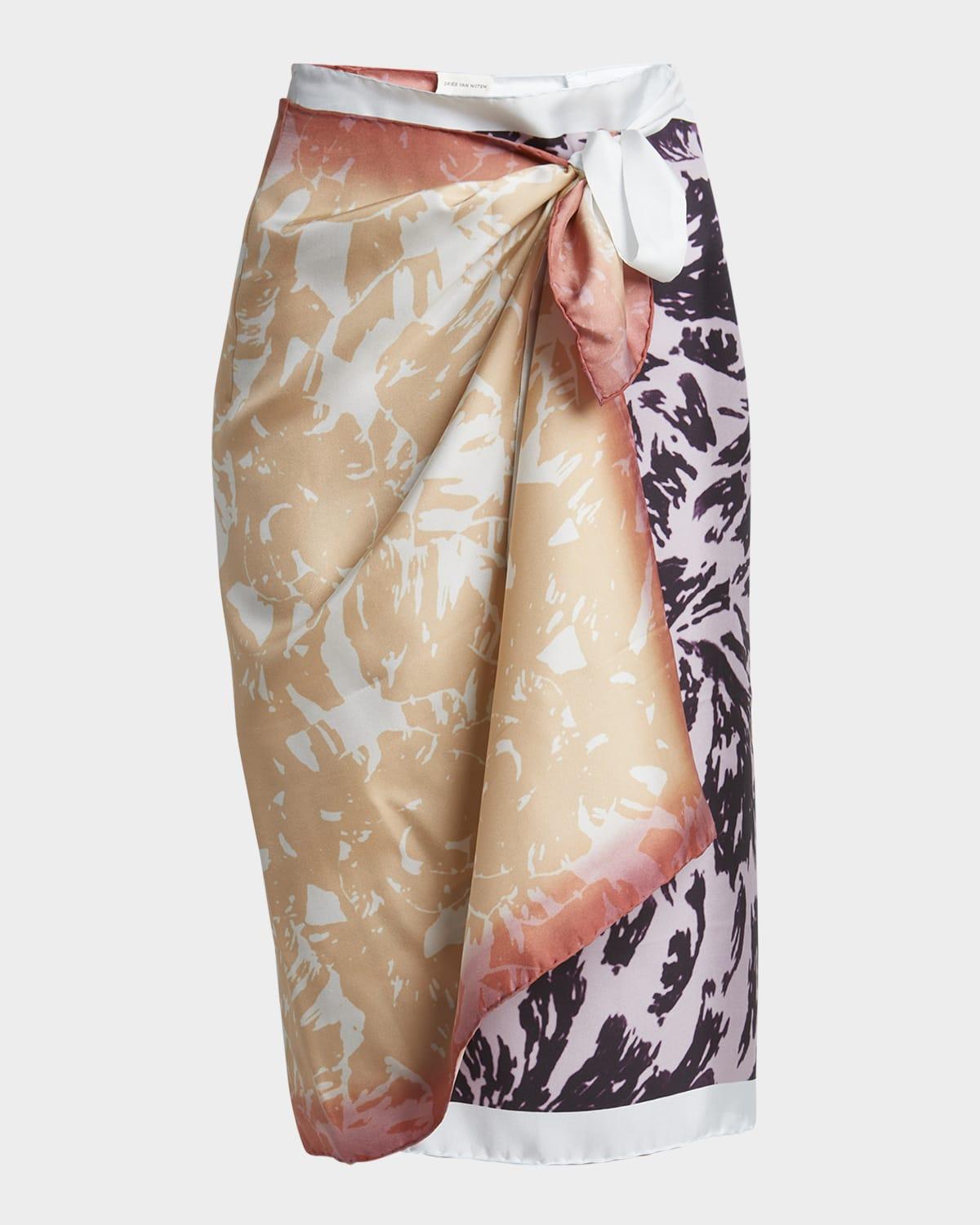 printed silk wrap skirt