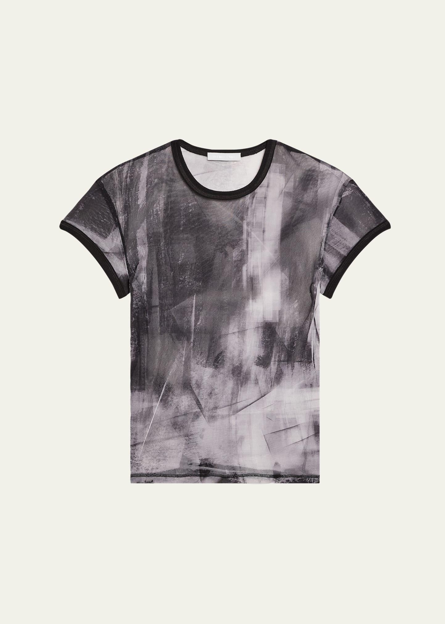 printed slim mesh tee