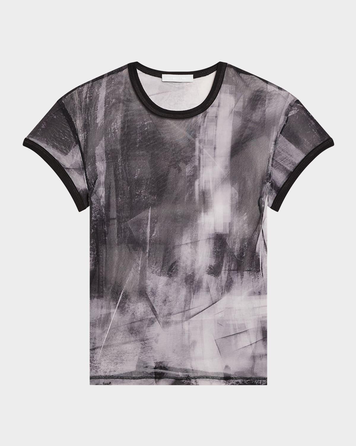 printed slim mesh tee