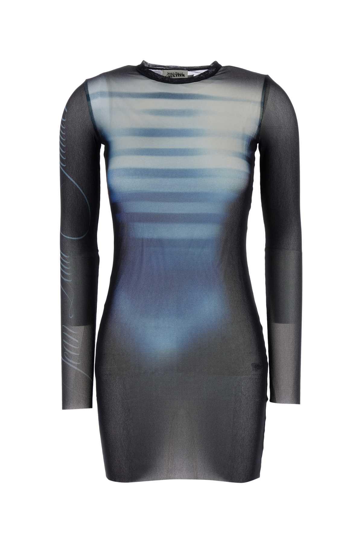 printed tulle mini dress