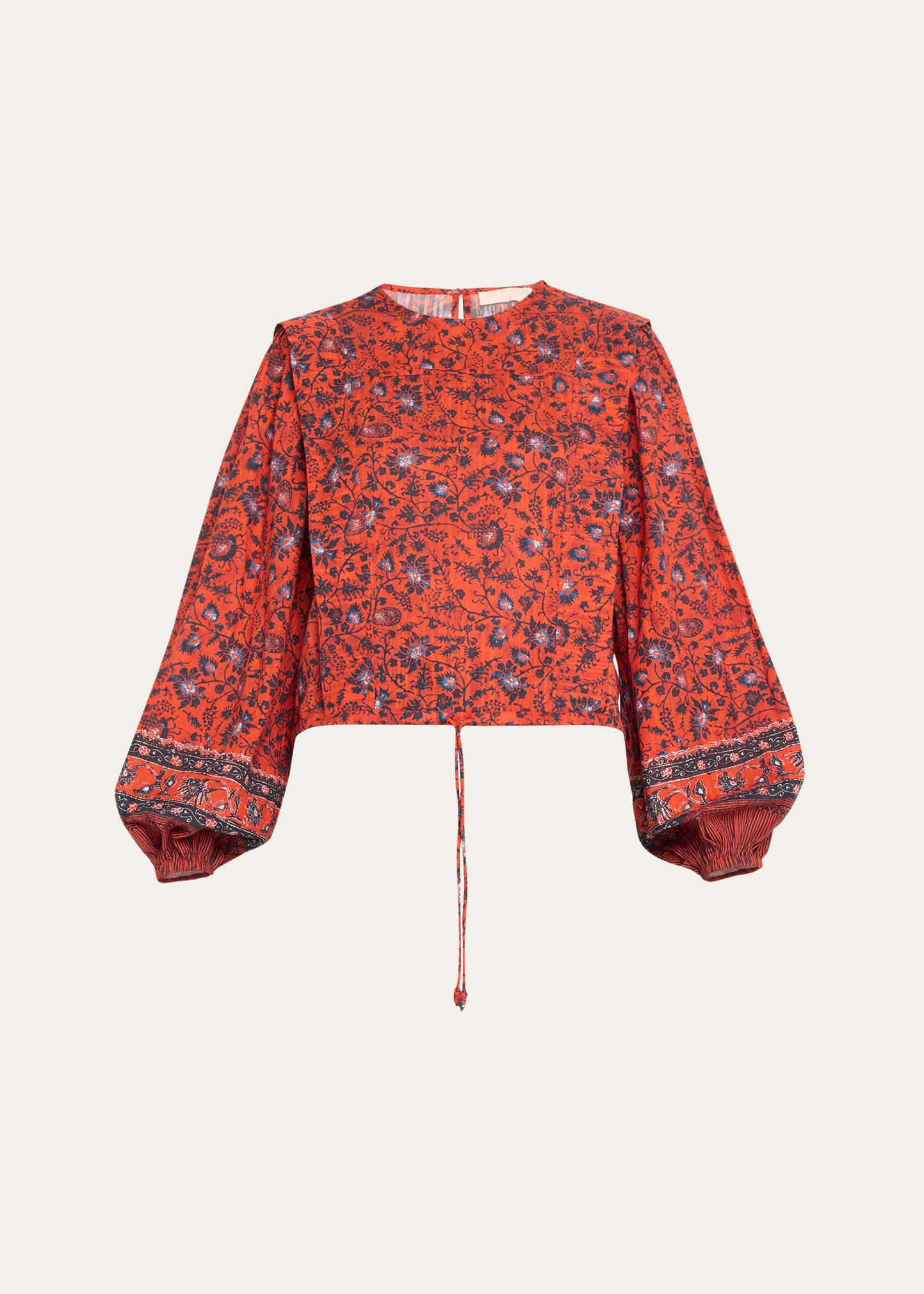 prisha floral long-sleeve blouse