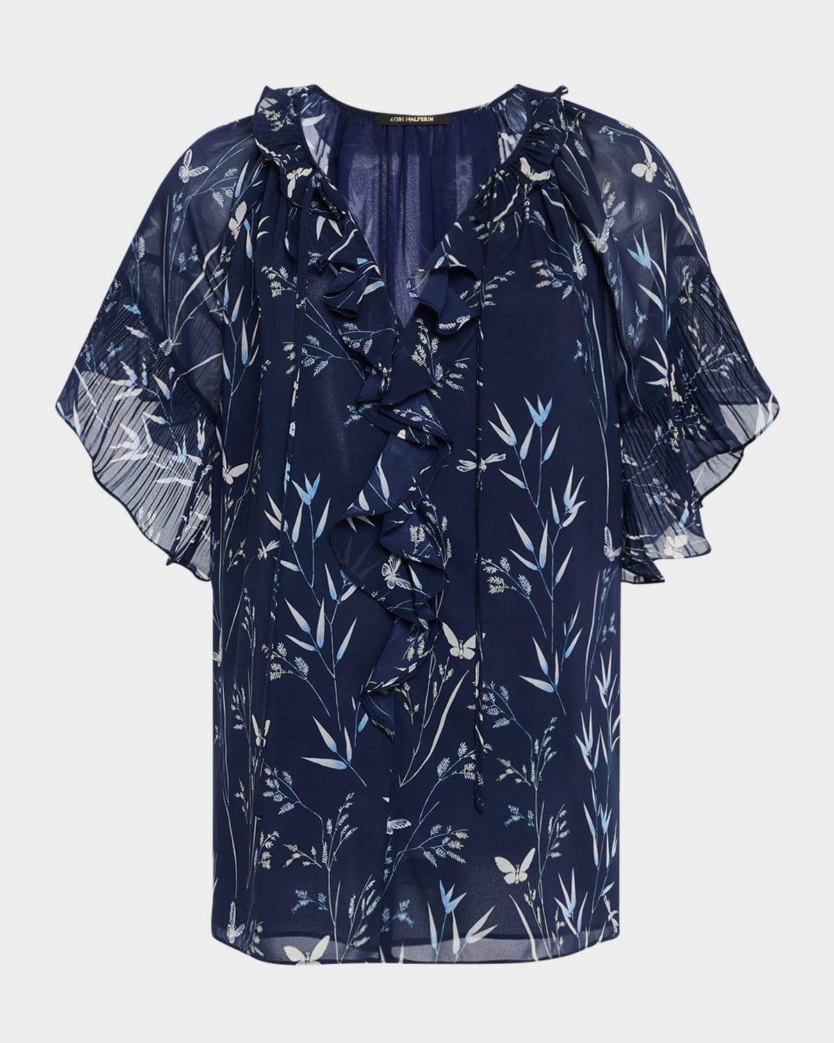 prism floral-print ruffle blouse