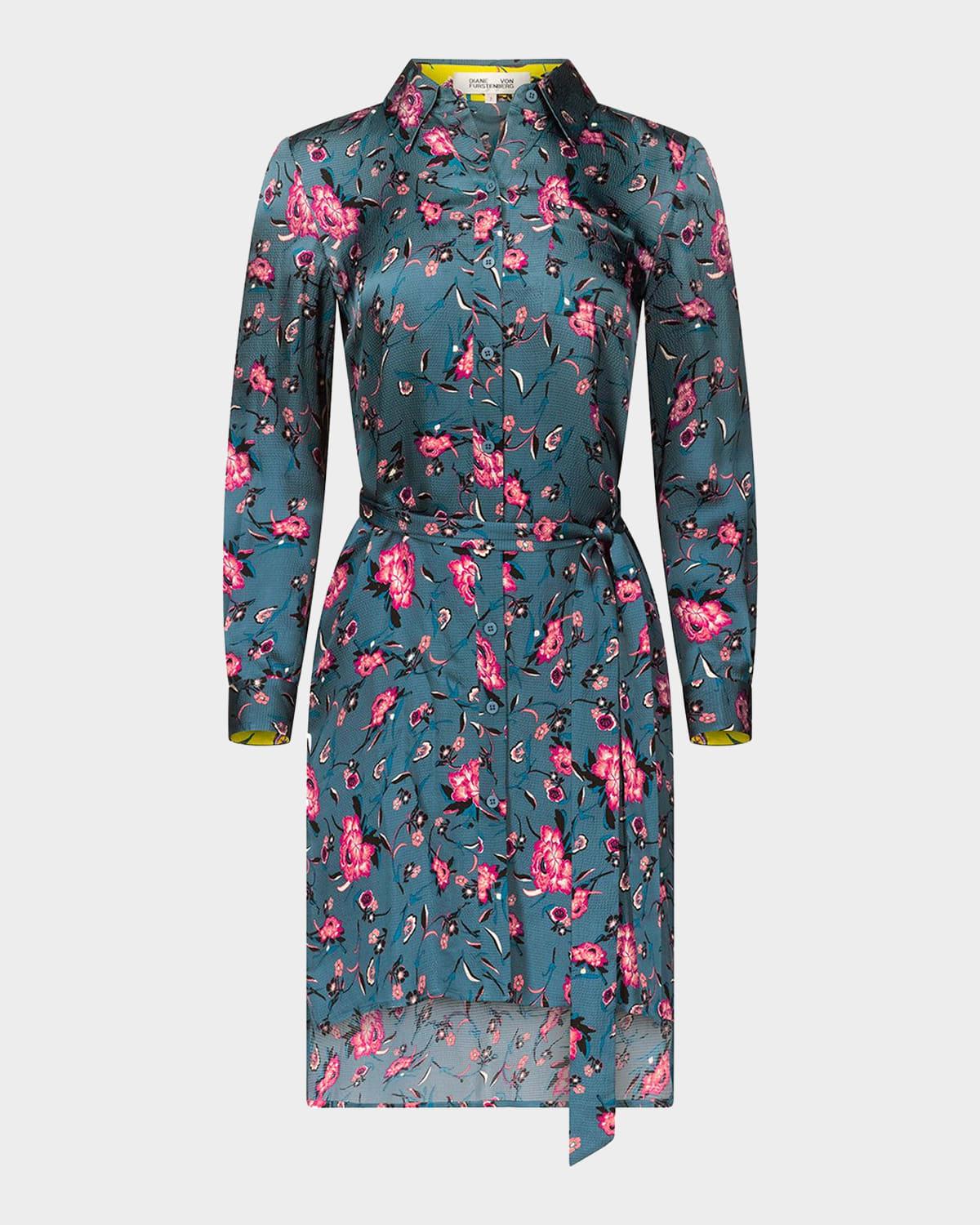 prita floral-print viscose mini shirtdress