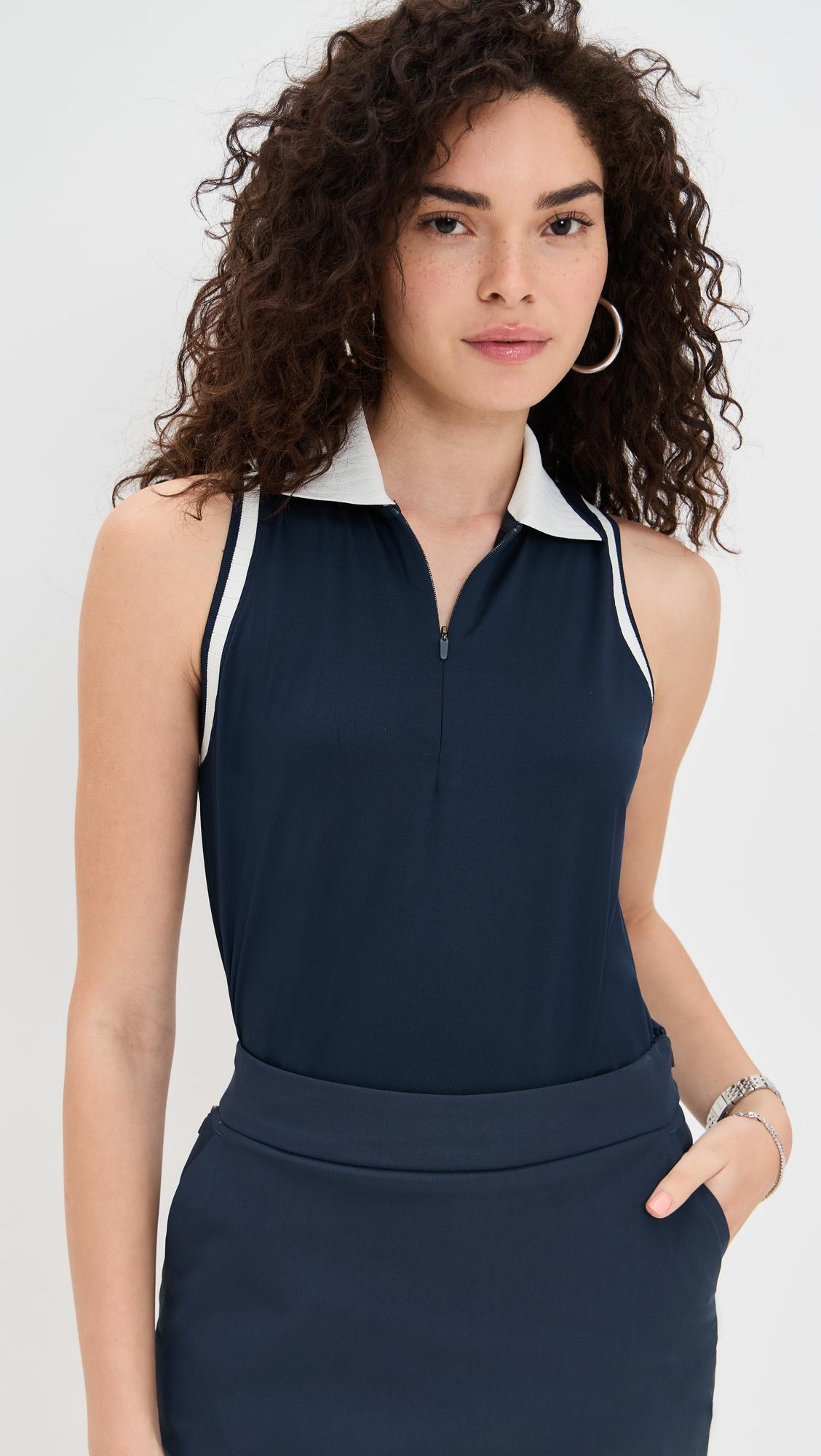 prize sleeveless zip polo