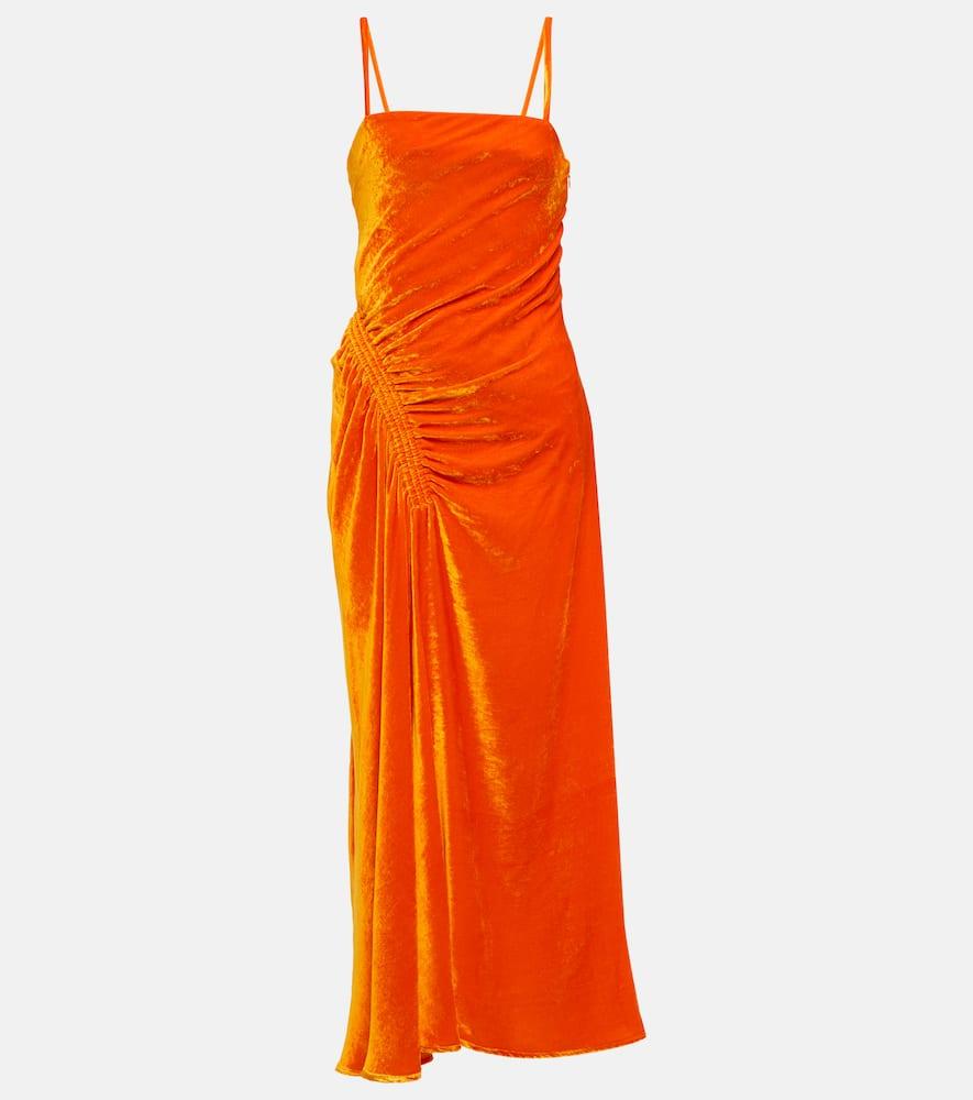 proenza schouler ruched velvet midi dress