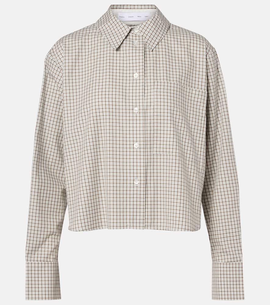 proenza schouler white label olive checked cotton shirt