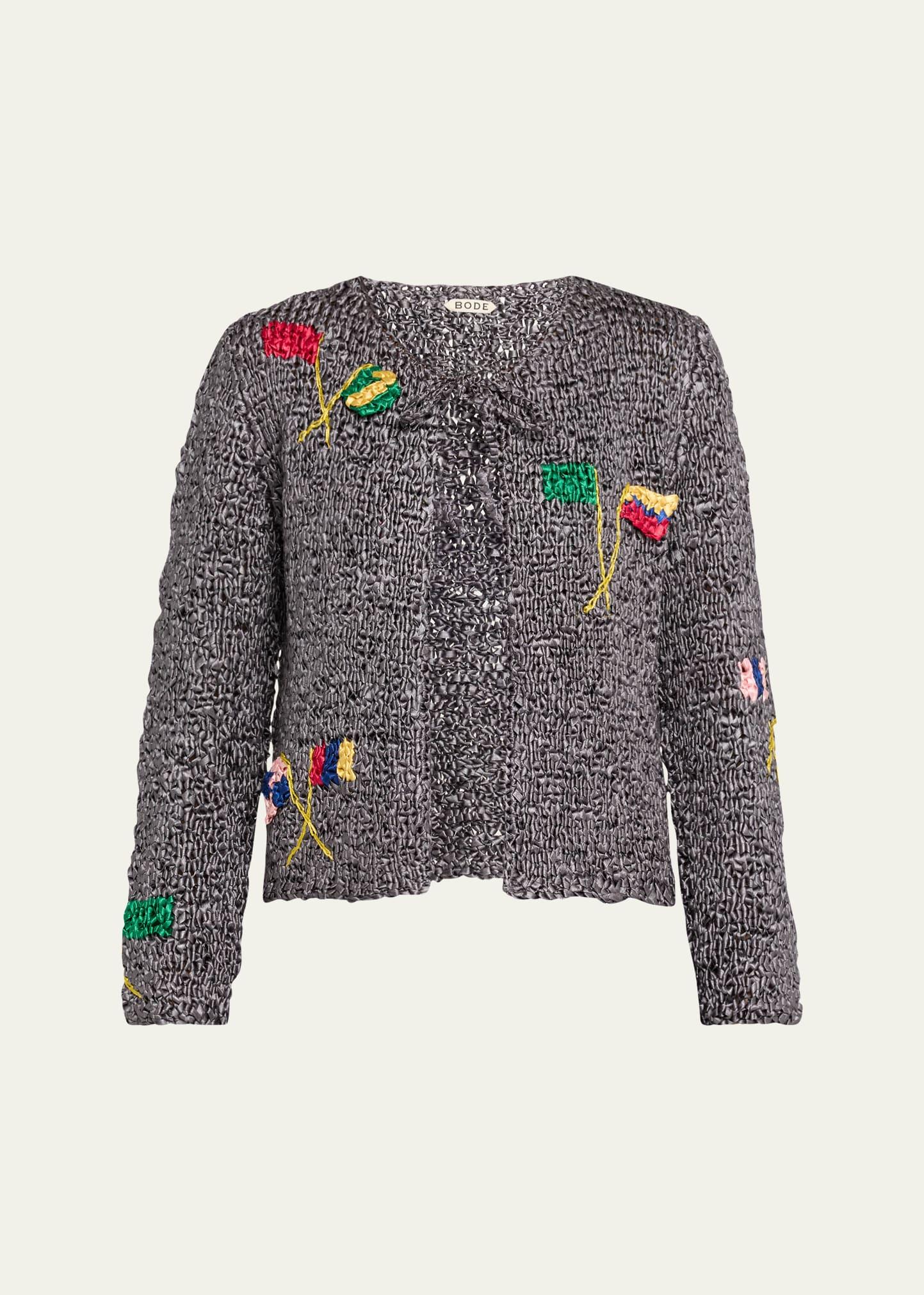promenade raised flag crochet cardigan