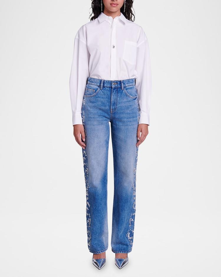 promessa embellished wide-leg jeans