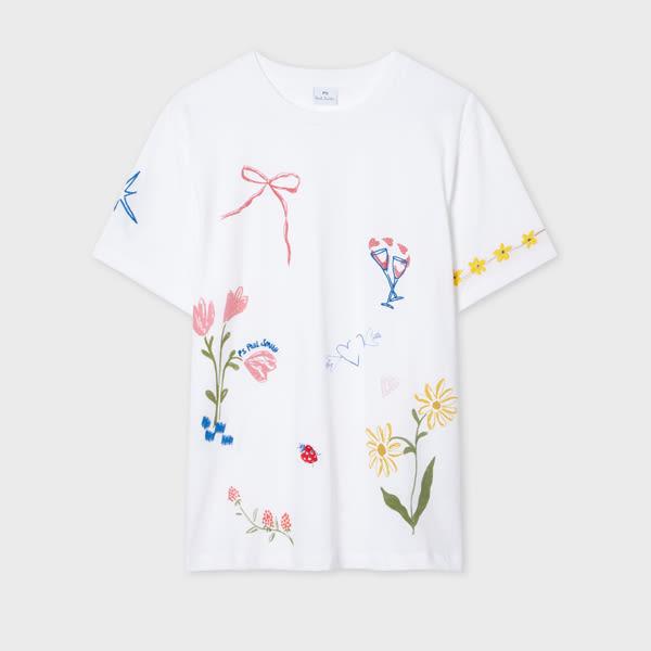 ps paul smith women's 'daisy chain doodles' t-shirt white