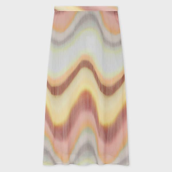 ps paul smith women's 'gradient wave' crinkle georgette midi skirt multicolour