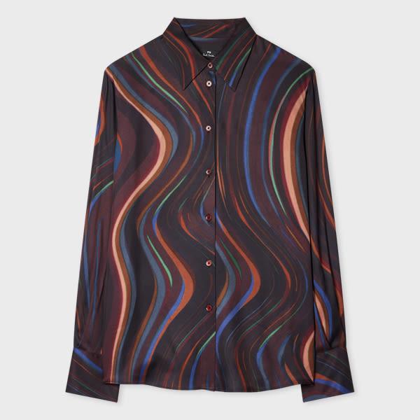ps paul smith women's 'midnight swirl' viscose shirt red