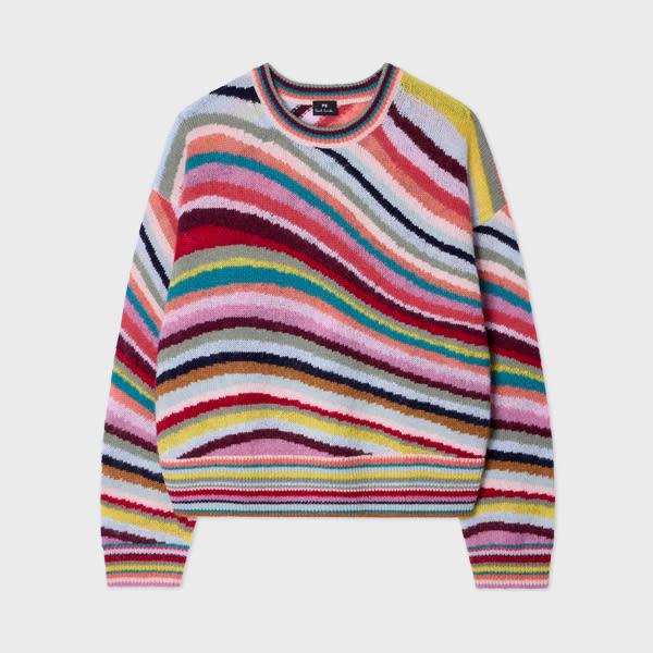 ps paul smith women's 'swirl' wool-mohair knitted sweater multicolour